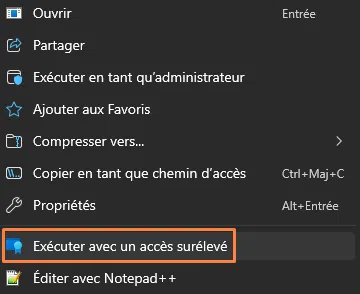 Windows - Exécuter avec un accès surélevé