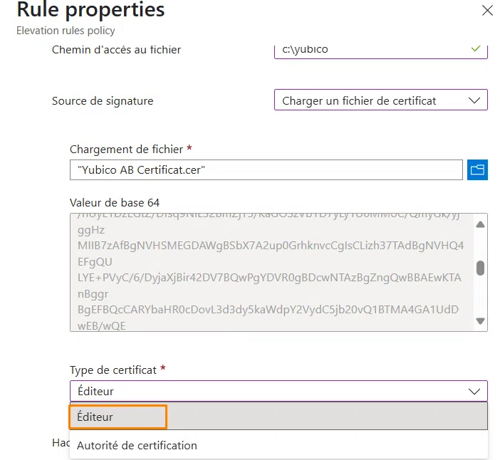 Stratégie EPM - Type de certificat