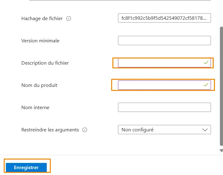 Stratégie EPM - Supprimer les informations pour que ce soit conforme à l'exécutable cible.