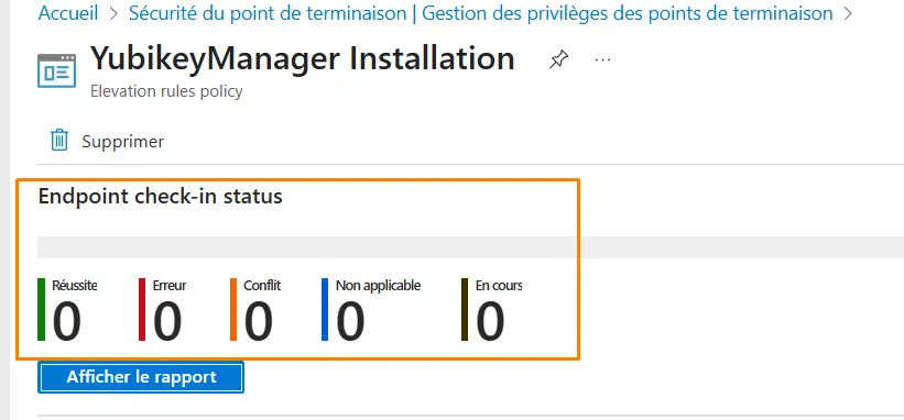 Suivre le déploiement de la stratégie EPM avec le portail Intune