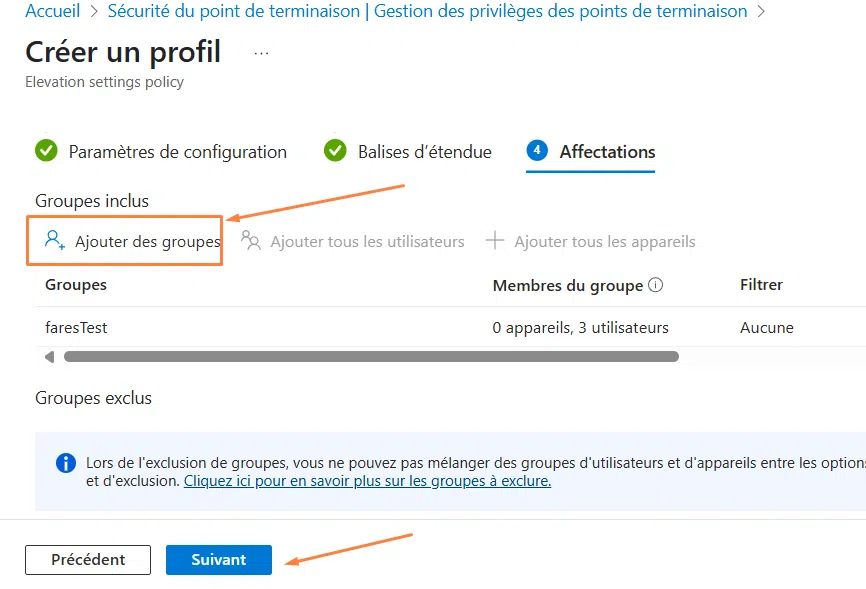 Affecter la stratégie EPM à un groupe