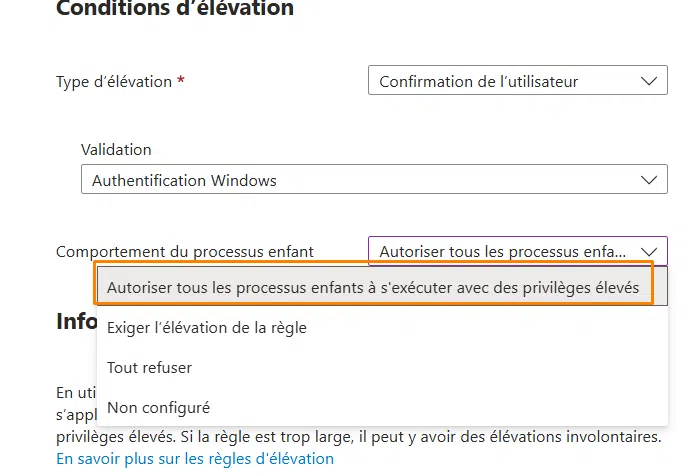 EPM - Autoriser les processus enfants