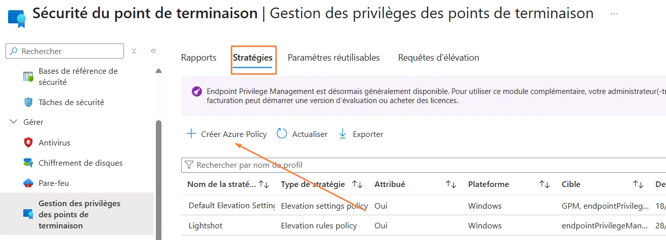 EPM - Créer une nouvelle Azure Policy