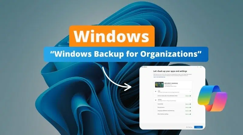 Windows 10 et Windows 11 - Windows Backup for Organizations