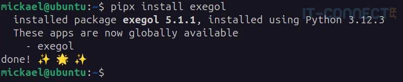 Installation d’exegol sous Linux via pipx.