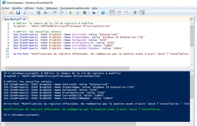 Windows 10 Pro to LTSC avec PowerShell