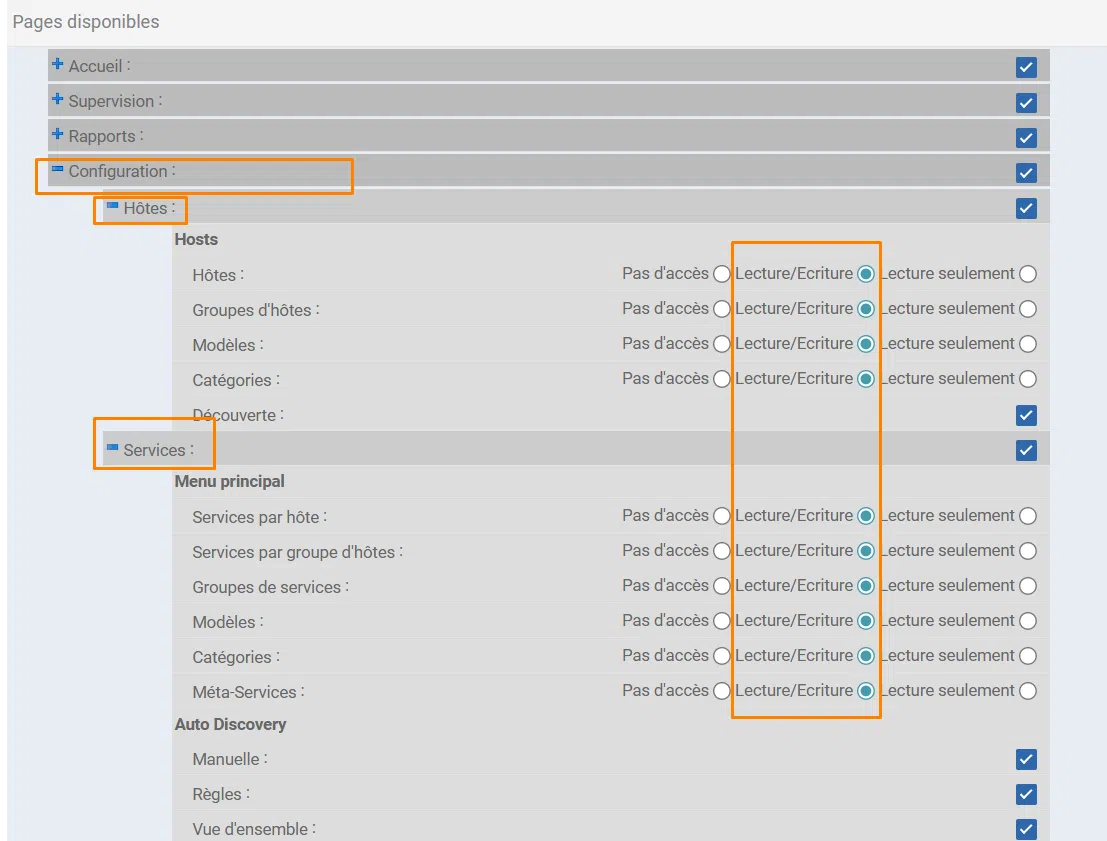 Centreon - Configurer avec les accès aux menus - Partie 1