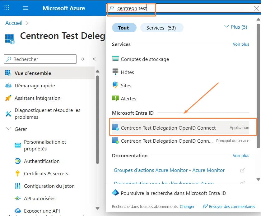 Azure - Accéder à l'application Centreon OpenID Connect