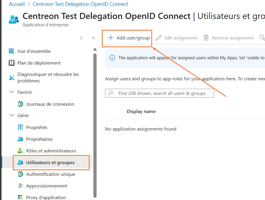 Azure - Créer votre propre application - Assigner un groupe