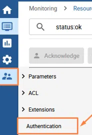 Centreon - Menu Authentication