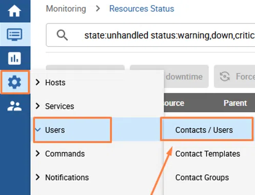 Centreon - Users - Contacts / users