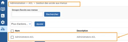 Centreon - Configurer avec les accès aux menus - Administrators ACL