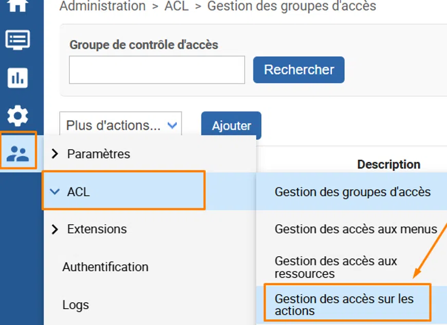 Centreon- ACL - Gestion des accès sur les actions
