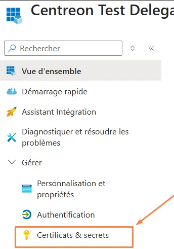 Application Azure - Centreon - Certificats & secrets