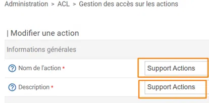 Centreon- ACL - Gestion des accès sur les actions - Actions du support