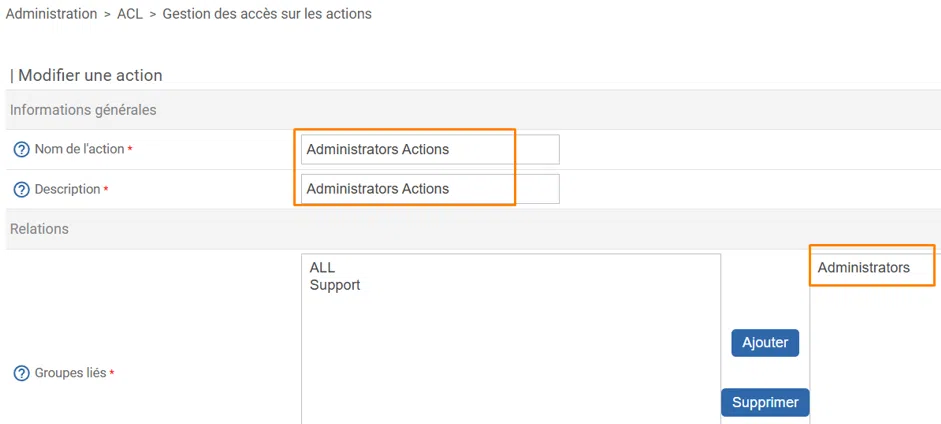 Centreon- ACL - Gestion des accès sur les actions - Actions des admins