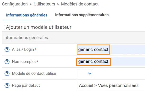 Centreon - Ajouter un modèle de contact - Exemple de login
