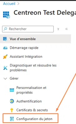 Azure - Application Centreon - Configuration du jeton