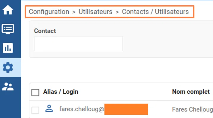Centreon - Liste des contacts bridée