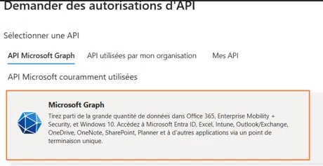 Application Azure - Centreon - Autorisations API Graph