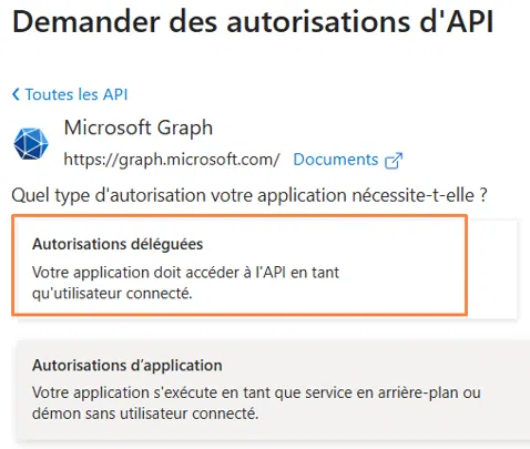 Application Azure - Centreon - API - Autorisations déléguées