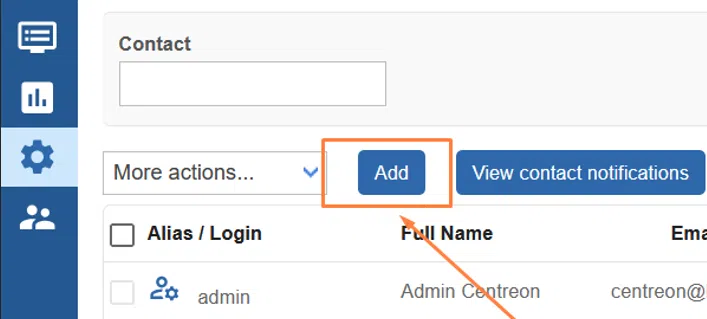 Centreon - Users - Add