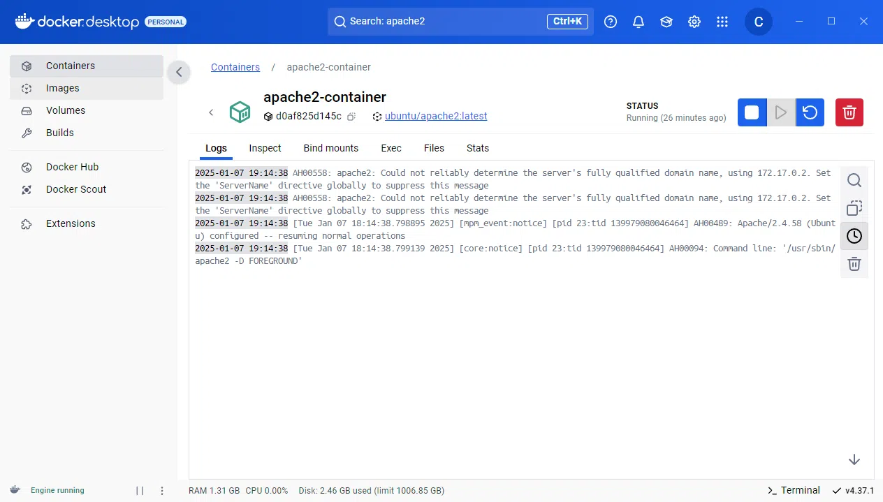 Windows - Docker Desktop - Afficher les logs d'un conteneur