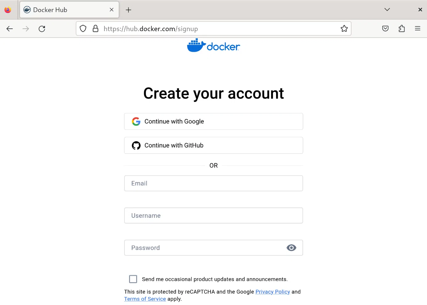 Créer un compte Docker Hub