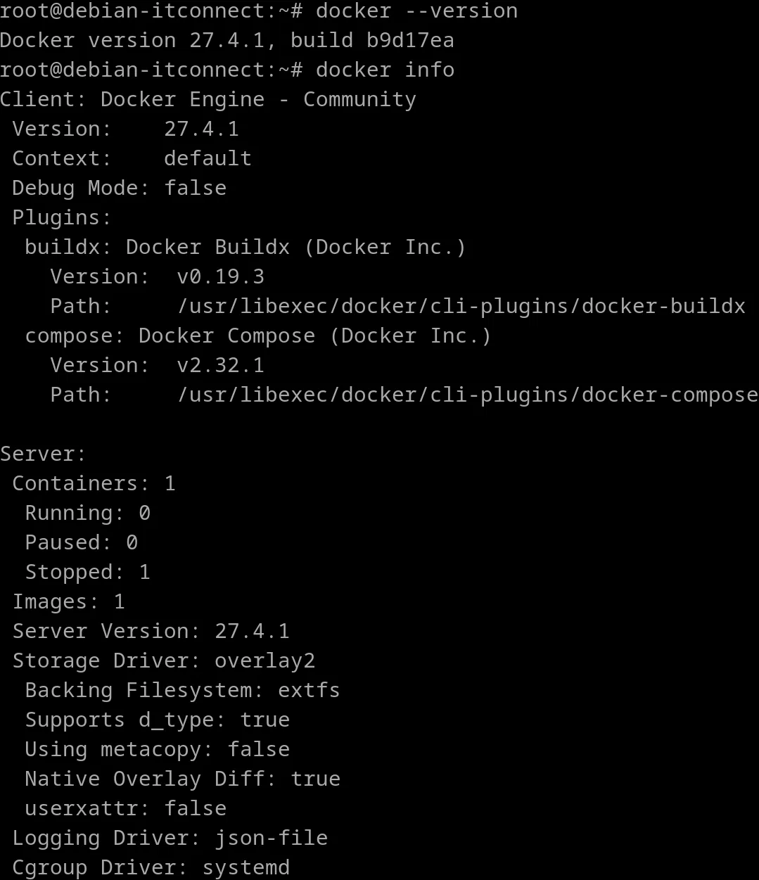 Afficher la version de Docker