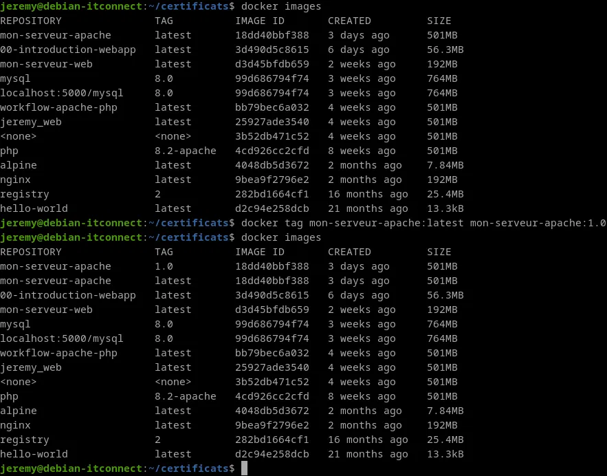 Liste des images avec gestion des tags