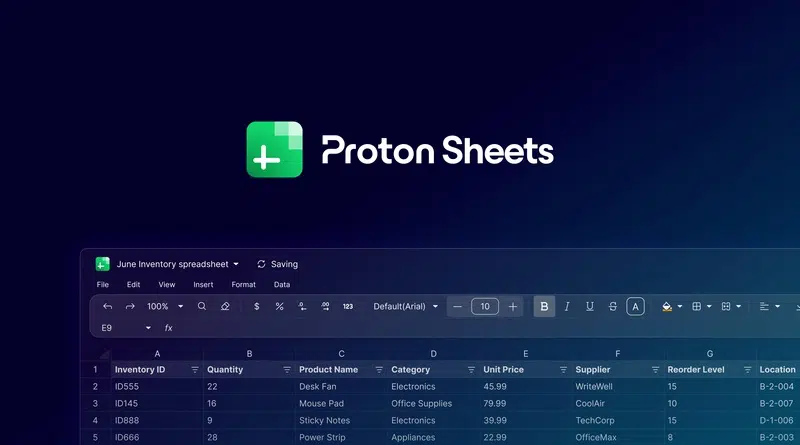 Proton Sheets - Alternative Google Sheets