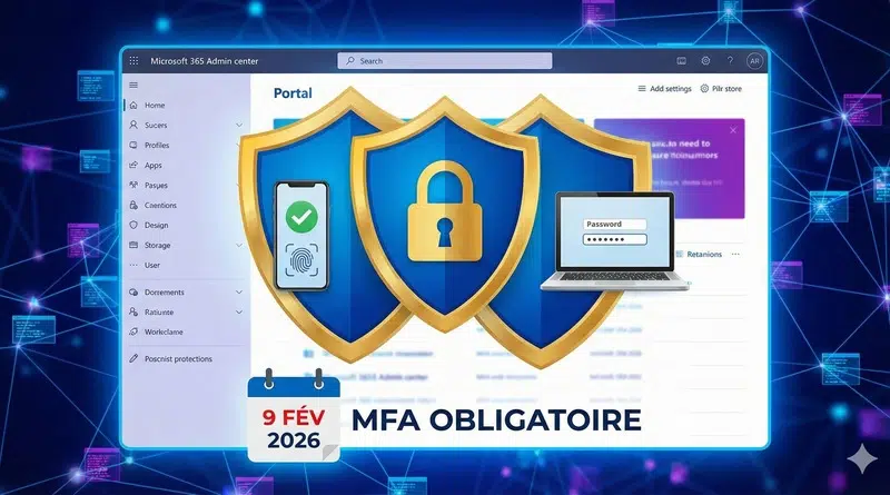 Microsoft 365 MFA obligatoire centre admin - février 2026
